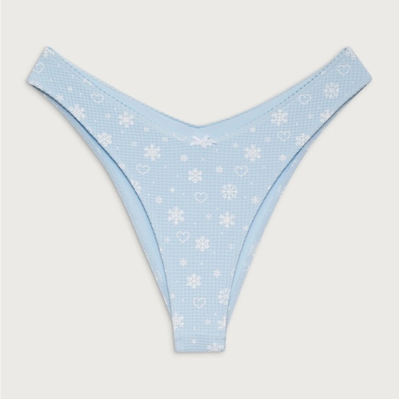 Frankie's Bikinis Snowflakes Thermal Bikini Bottoms Swim Suit Blue White Winter - Picture 1 of 7